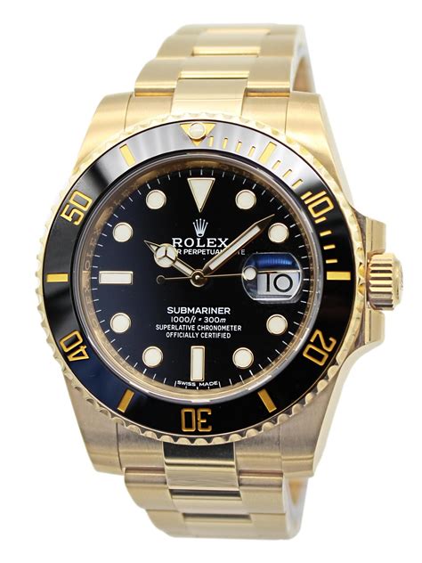 rolex preowned yellow gold sub|rolex submariner gold dial.